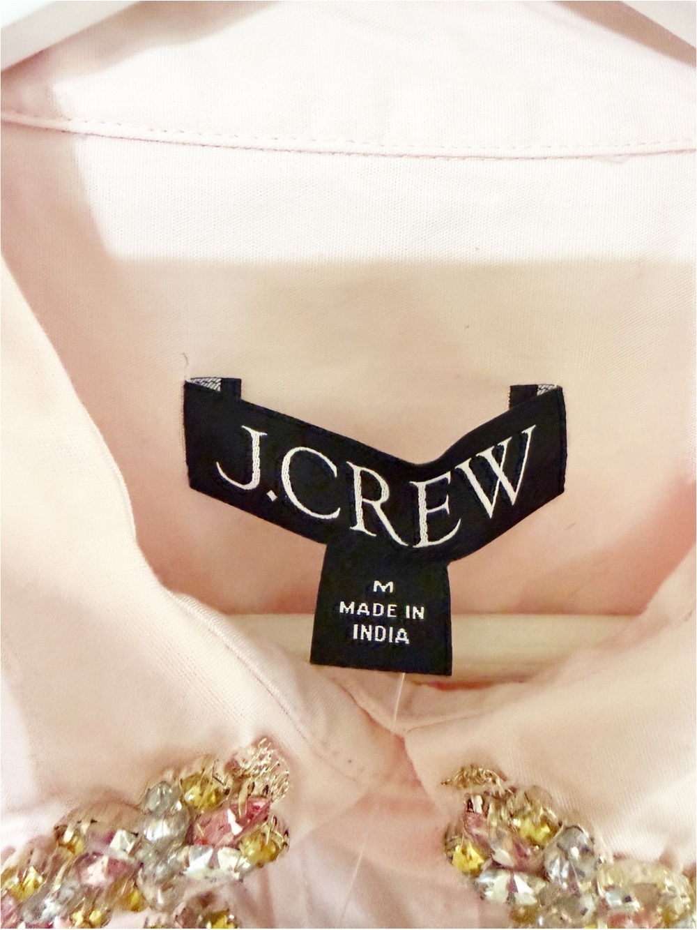 JCrew Étienne cropped button-up shirt in embellished cotton poplin NEW medium - Picture 8 of 12